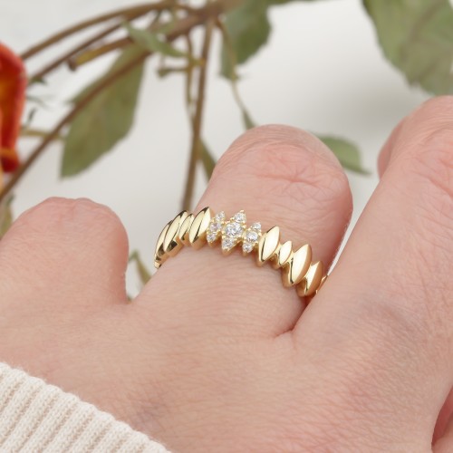 Glorria 14k Solid Gold Stone-Set Marquise Ring