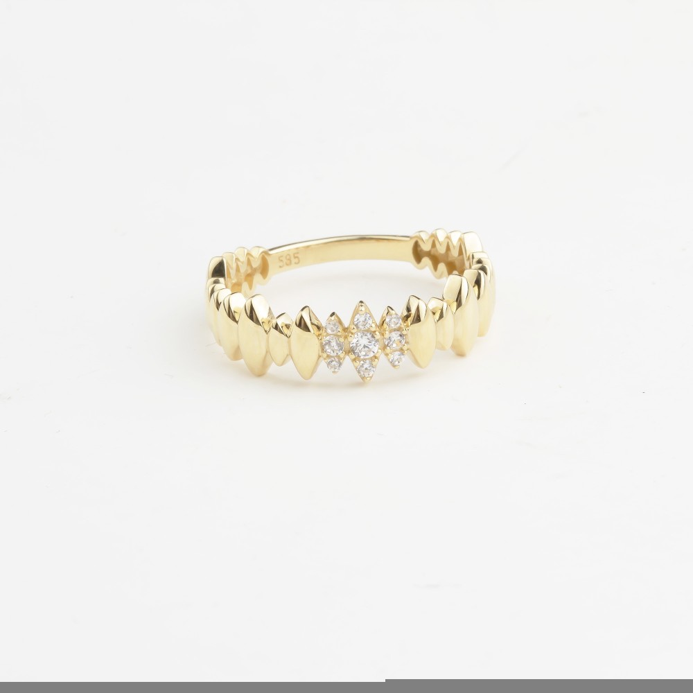 Glorria 14k Solid Gold Stone-Set Marquise Ring