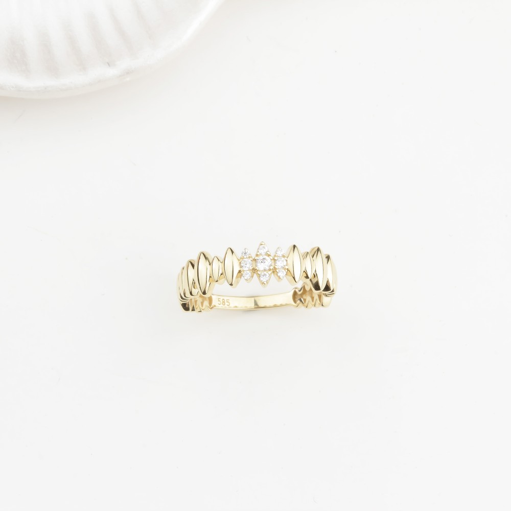 Glorria 14k Solid Gold Stone-Set Marquise Ring