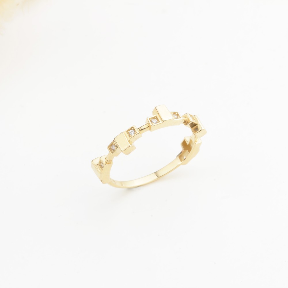 Glorria 14k Solid Gold Stone-Set Asymmetrical Ring Glorria 14k Solid Gold Stone-Set Asymmetrical Ring