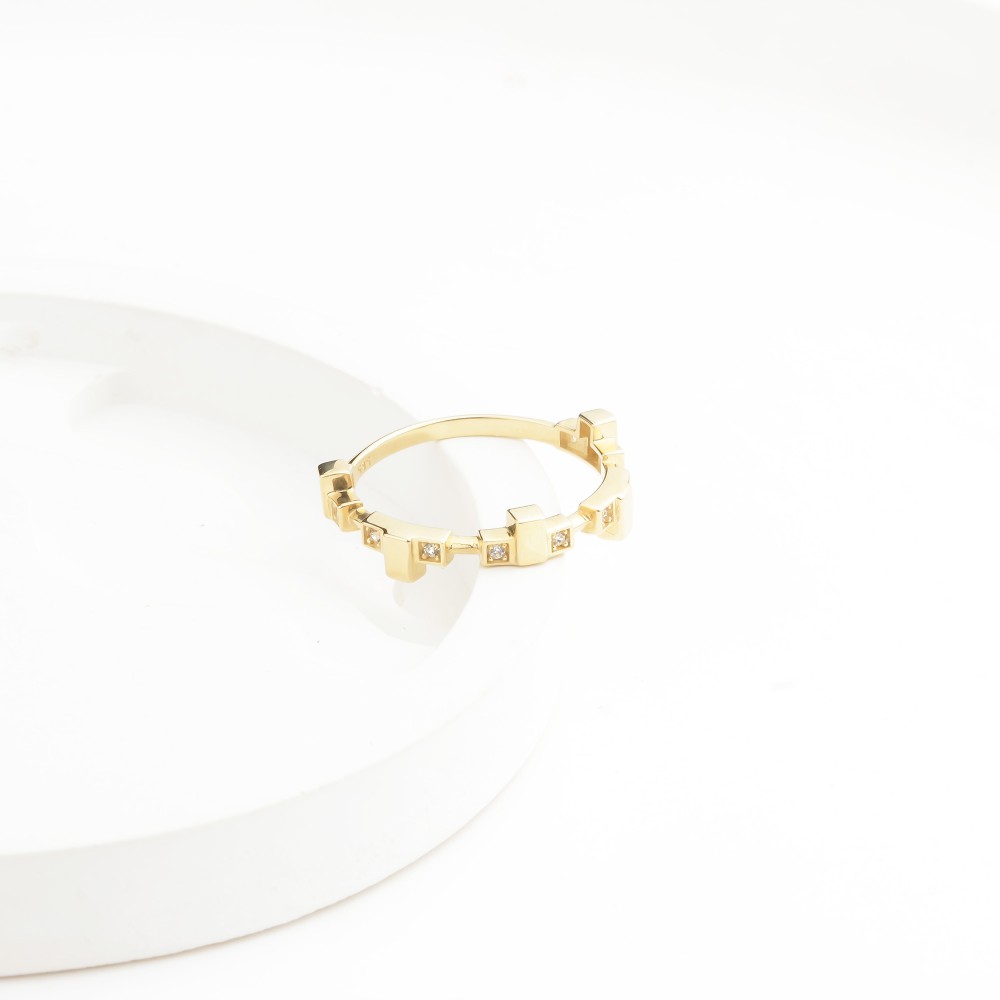 Glorria 14k Solid Gold Stone-Set Asymmetrical Ring Glorria 14k Solid Gold Stone-Set Asymmetrical Ring