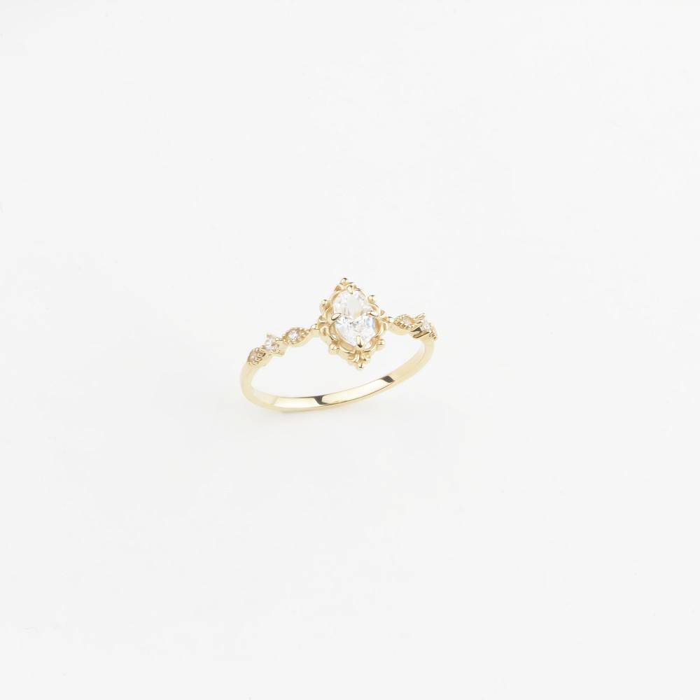 Glorria 14k Solid Gold Stone-Set Retro Ring Glorria 14k Solid Gold Stone-Set Retro Ring