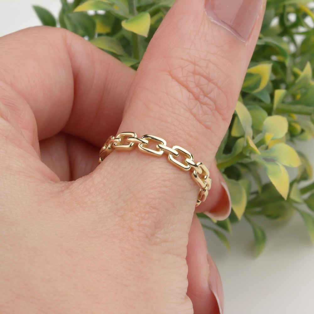 Glorria 14k Solid Gold Chain Ring