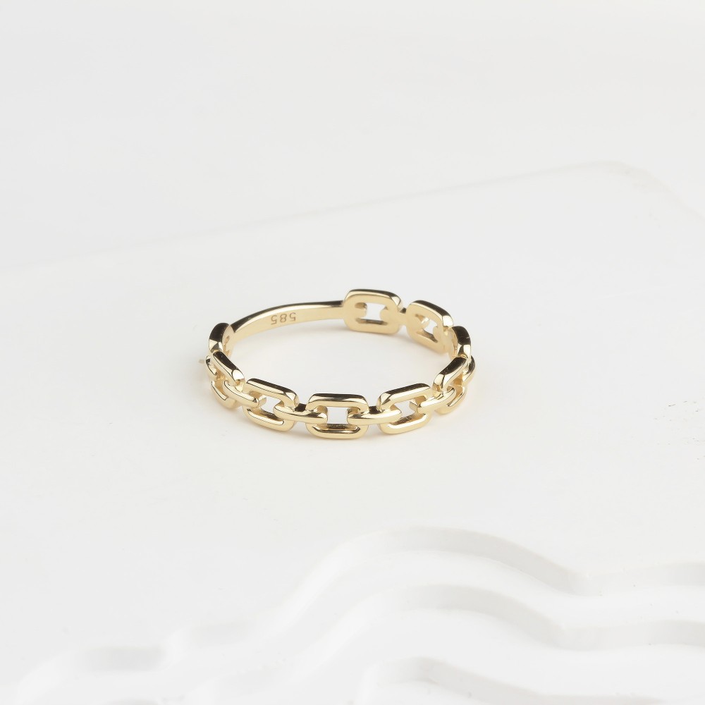 Glorria 14k Solid Gold Chain Ring