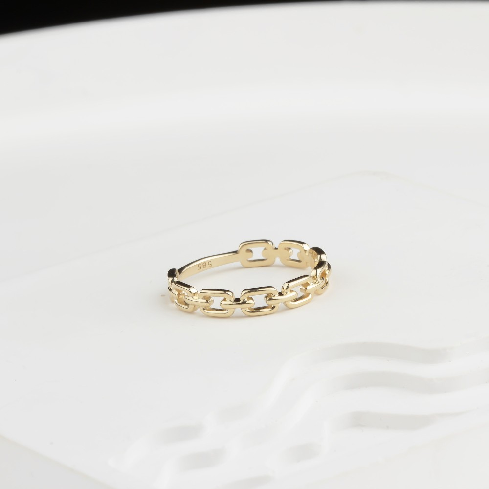 Glorria 14k Solid Gold Chain Ring