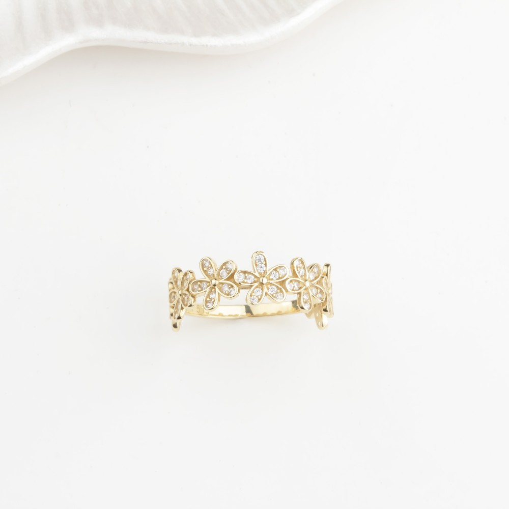 Glorria 14k Solid Gold Stone-Set Flower Ring Glorria 14k Solid Gold Stone-Set Flower Ring