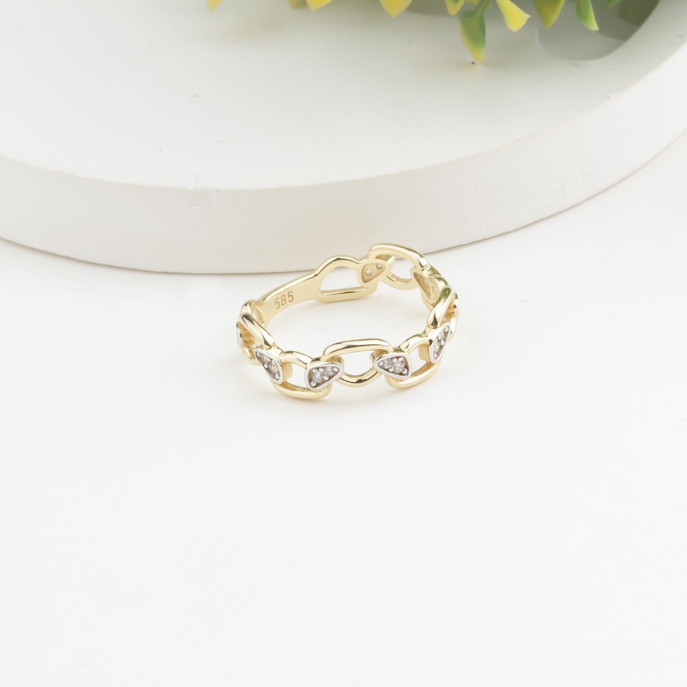 Glorria 14k Solid Gold Stone-Set Asymmetrical Ring Glorria 14k Solid Gold Stone-Set Asymmetrical Ring
