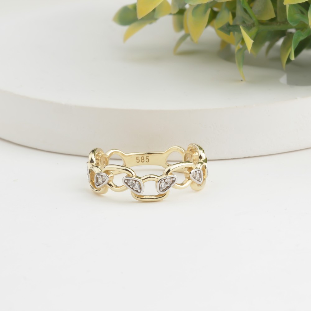 Glorria 14k Solid Gold Stone-Set Asymmetrical Ring Glorria 14k Solid Gold Stone-Set Asymmetrical Ring