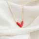 Glorria 14k Solid Gold Red Enamel Heart Necklace