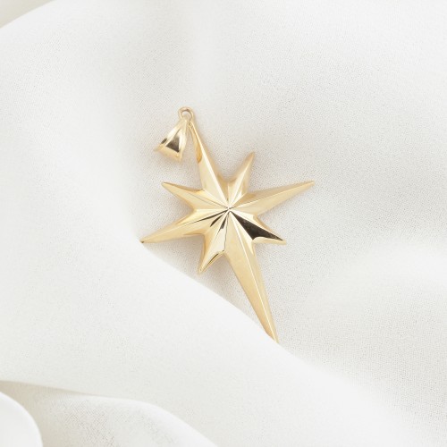Glorria 14k Solid Gold North Star Pendant