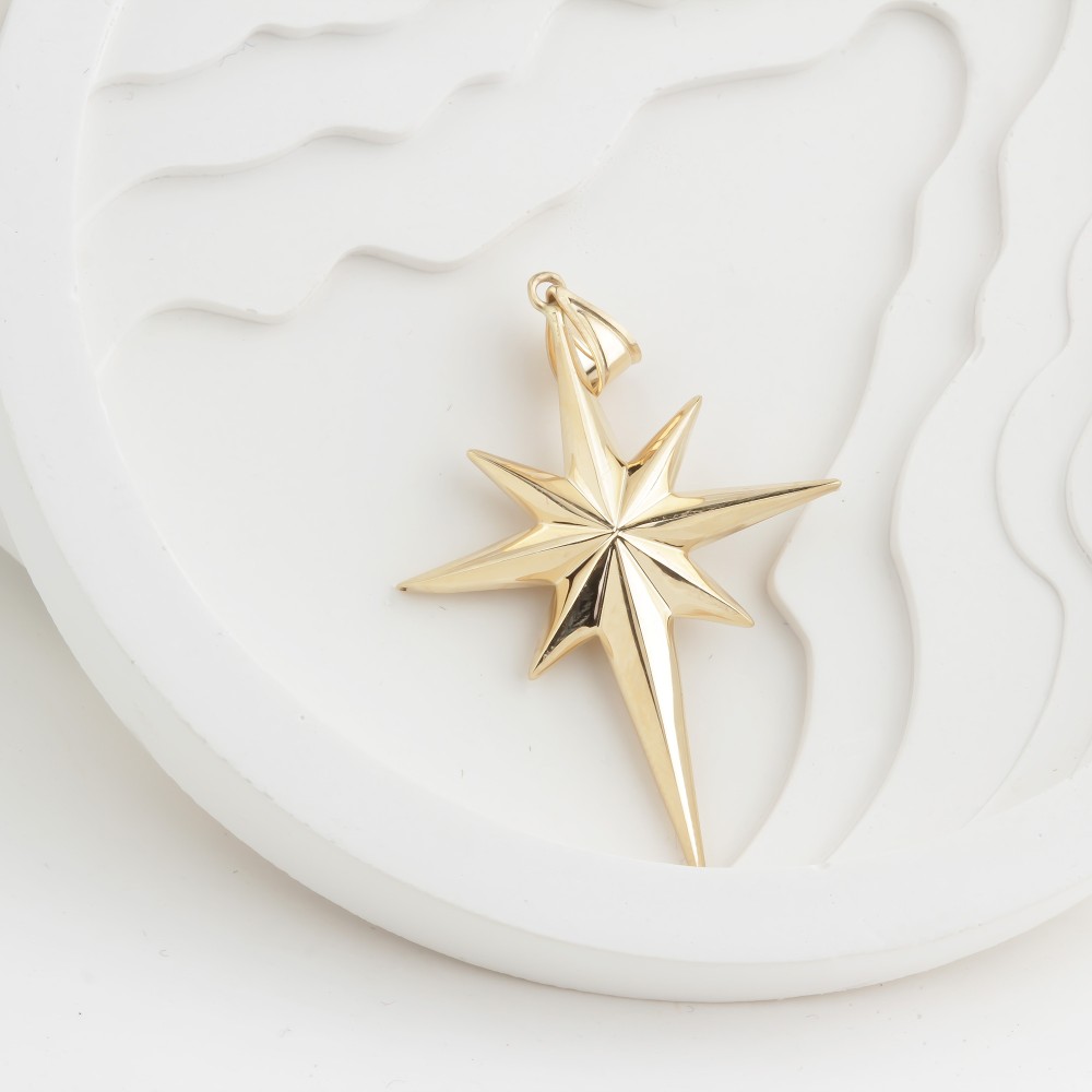 Glorria 14k Solid Gold North Star Pendant