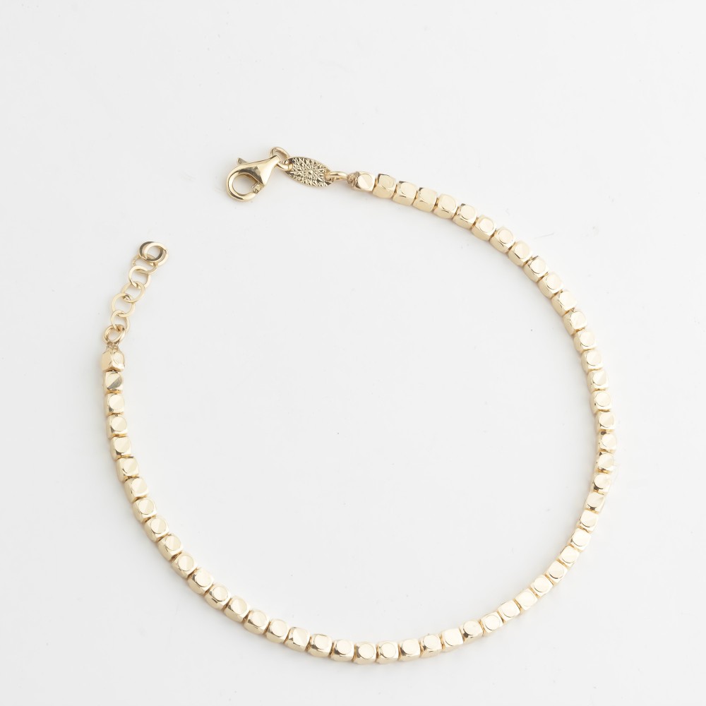 Glorria 14k Solid Gold Cube Bracelet