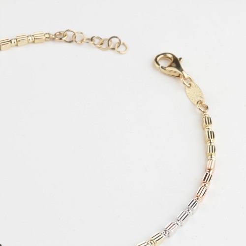Glorria 14k Solid Gold Three-Tone Bracelet