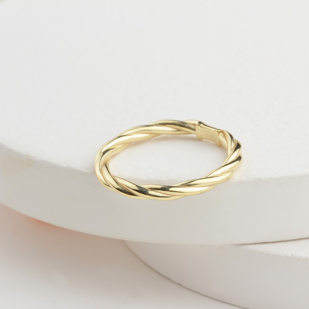 Glorria 14k Solid Gold Modern Twist Ring