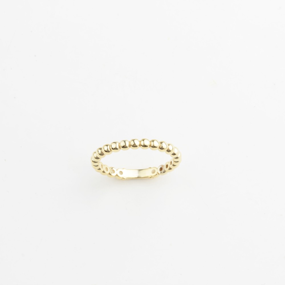 Glorria 14k Solid Gold Beaded Chain Ring