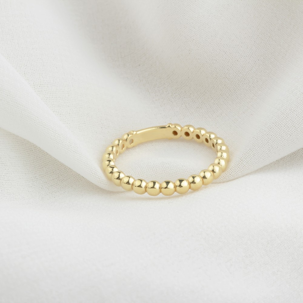 Glorria 14k Solid Gold Beaded Chain Ring