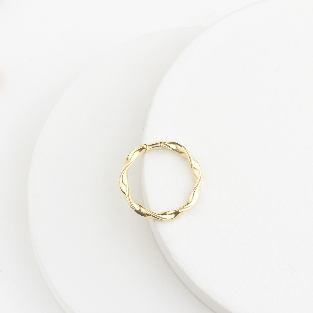 Glorria 14k Solid Gold Minimalist Wave Ring