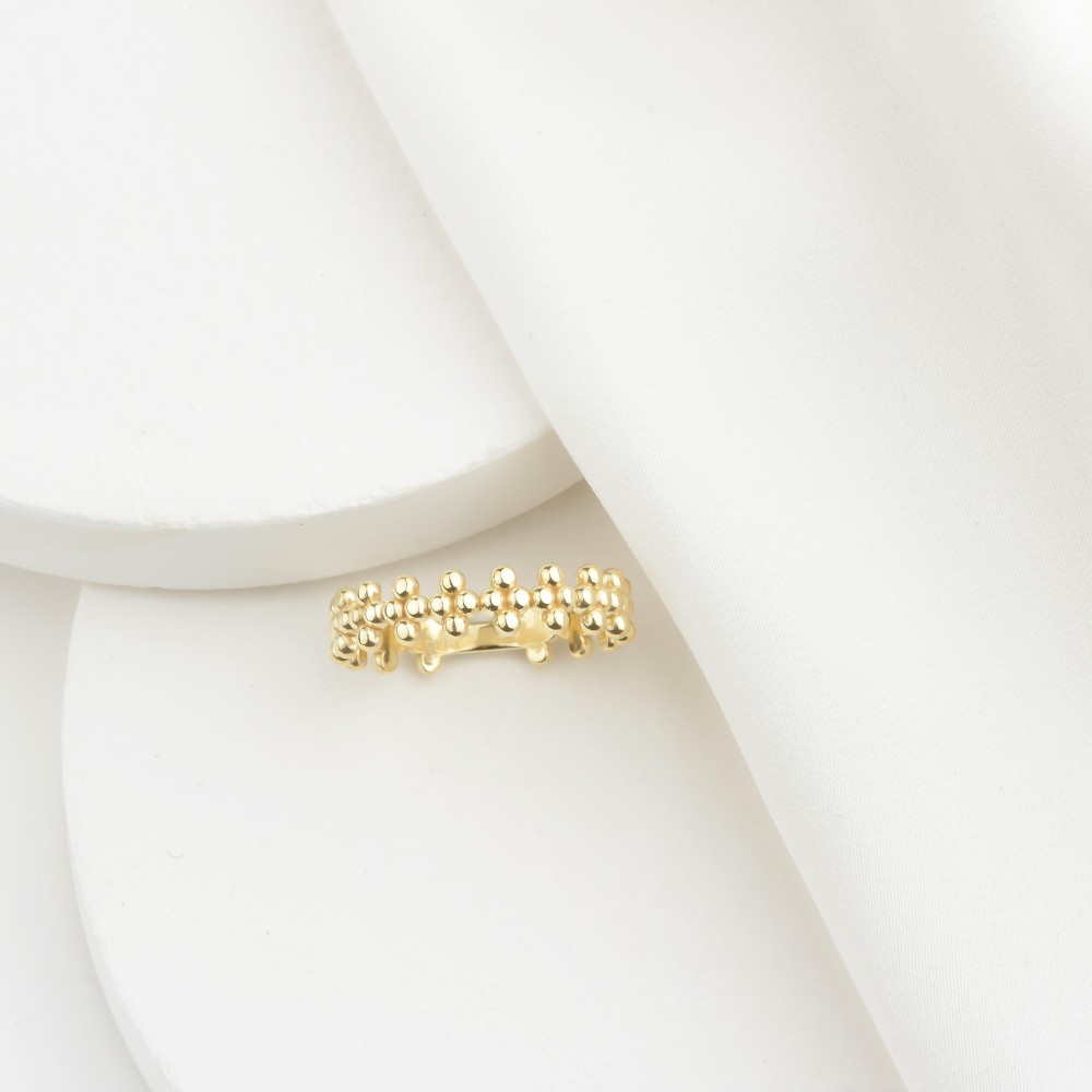 Glorria 14k Solid Gold Floral Beaded Ring Glorria 14k Solid Gold Floral Beaded Ring