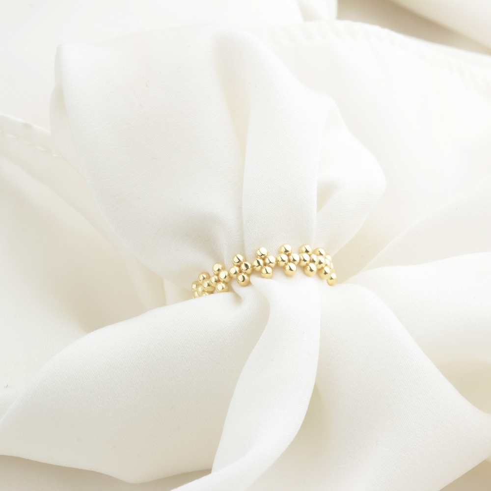 Glorria 14k Solid Gold Floral Beaded Ring Glorria 14k Solid Gold Floral Beaded Ring