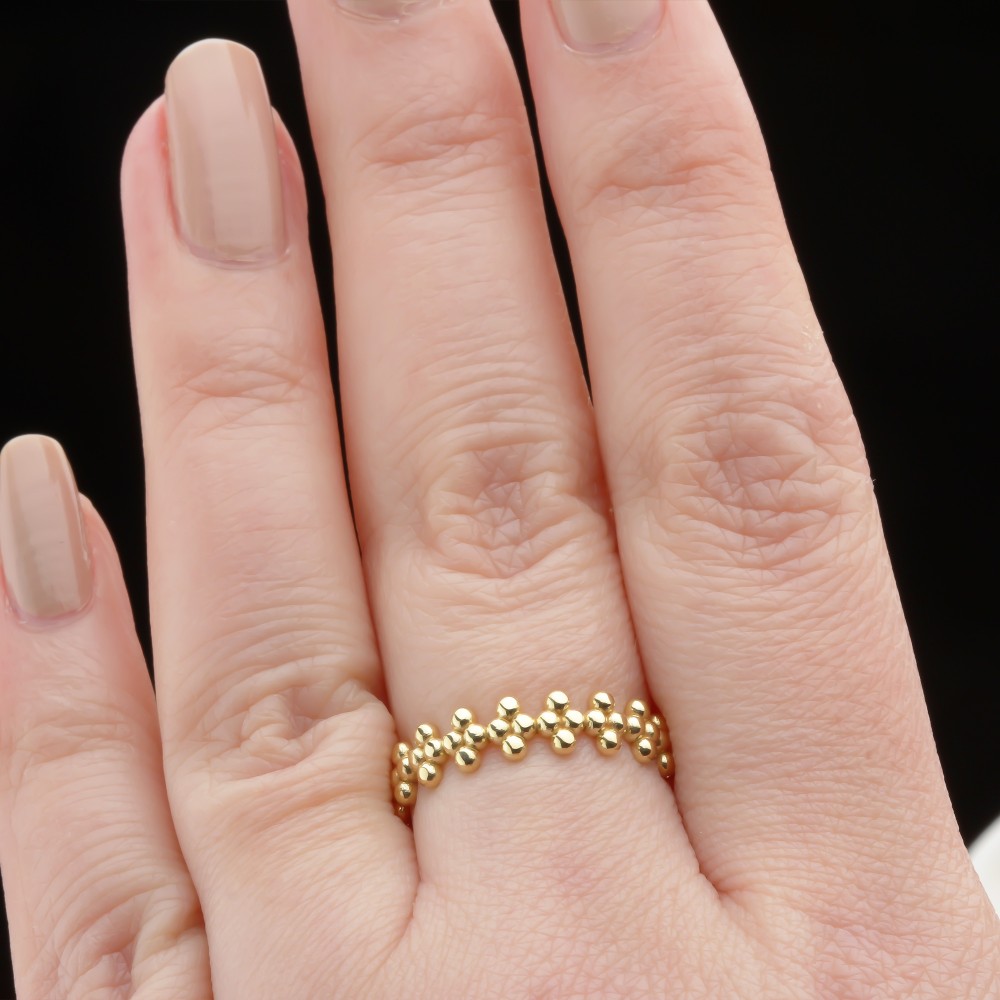 Glorria 14k Solid Gold Floral Beaded Ring Glorria 14k Solid Gold Floral Beaded Ring