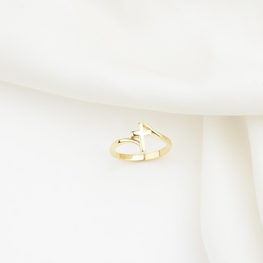 Glorria 14k Solid Gold Cross Ring