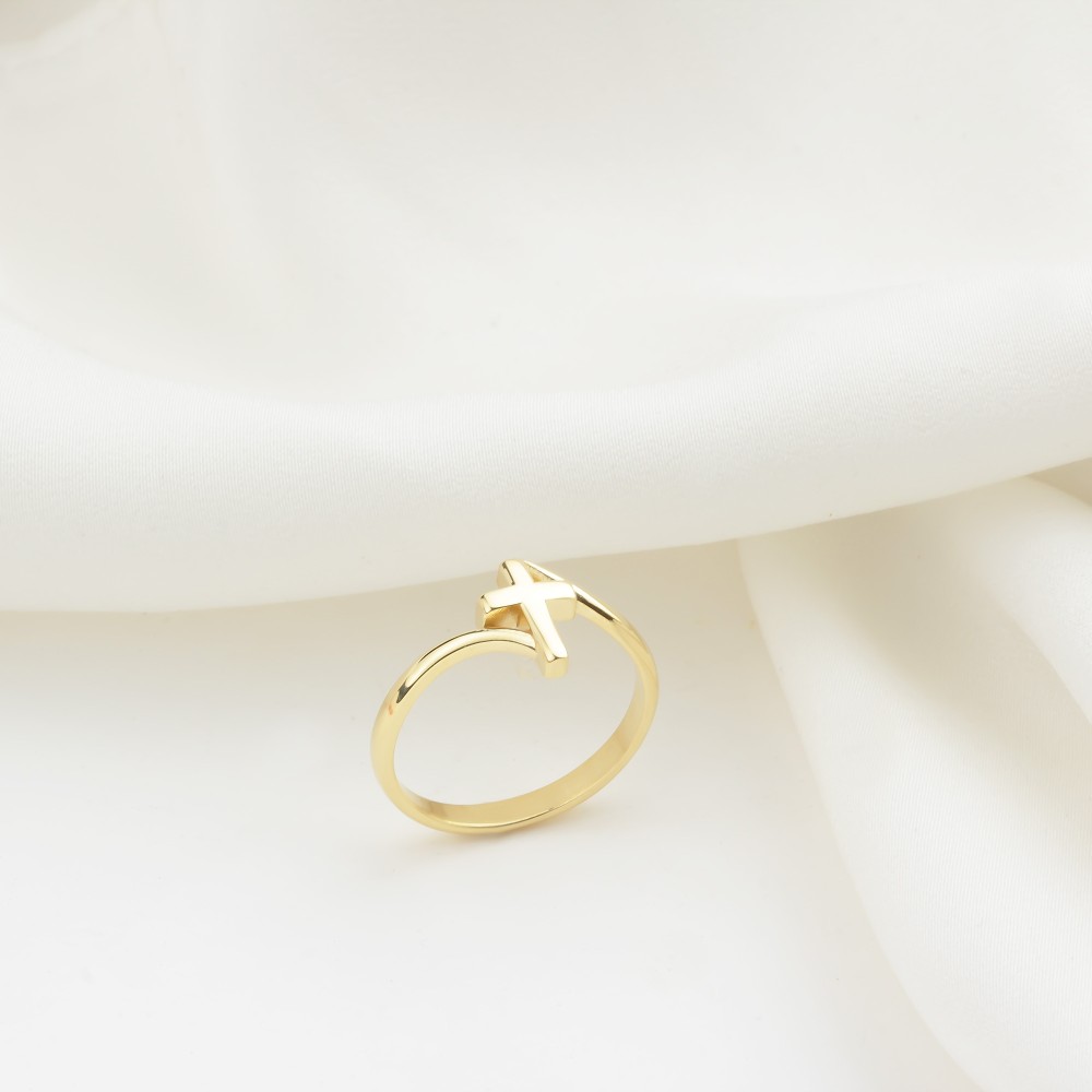 Glorria 14k Solid Gold Cross Ring