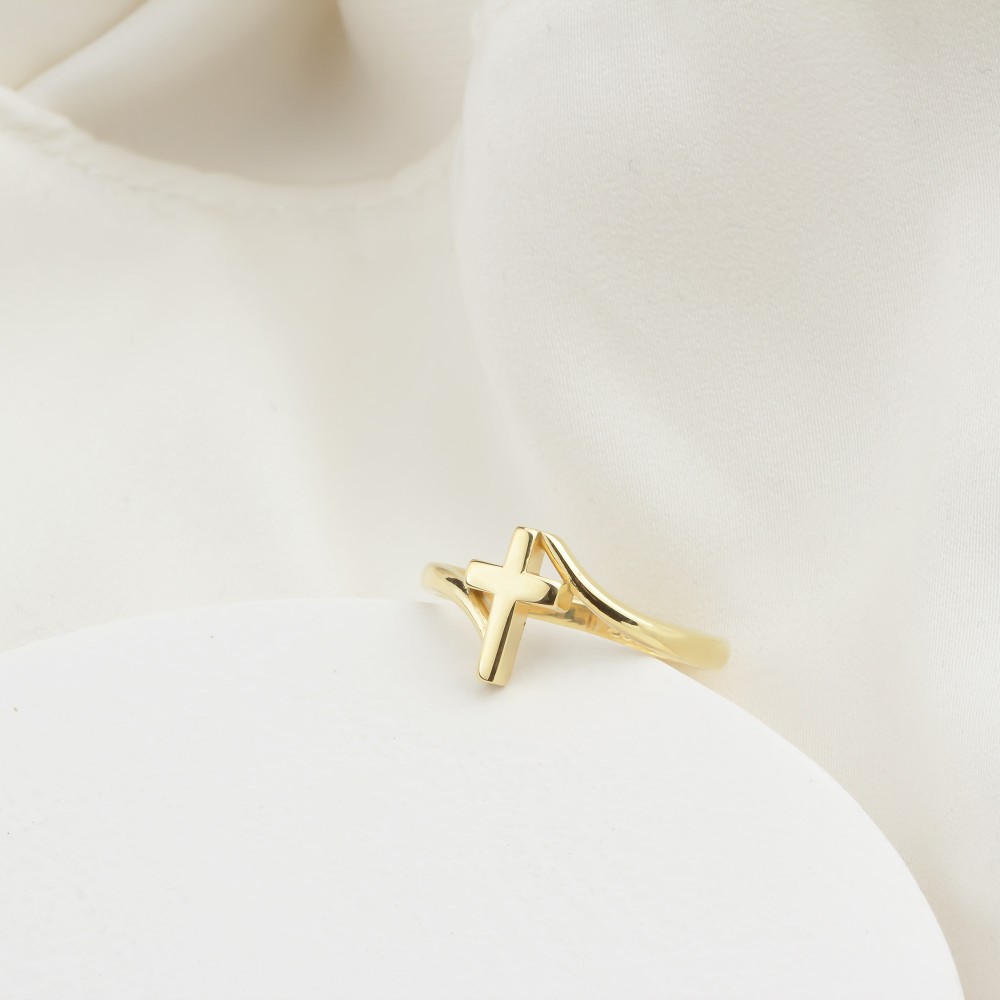 Glorria 14k Solid Gold Cross Ring