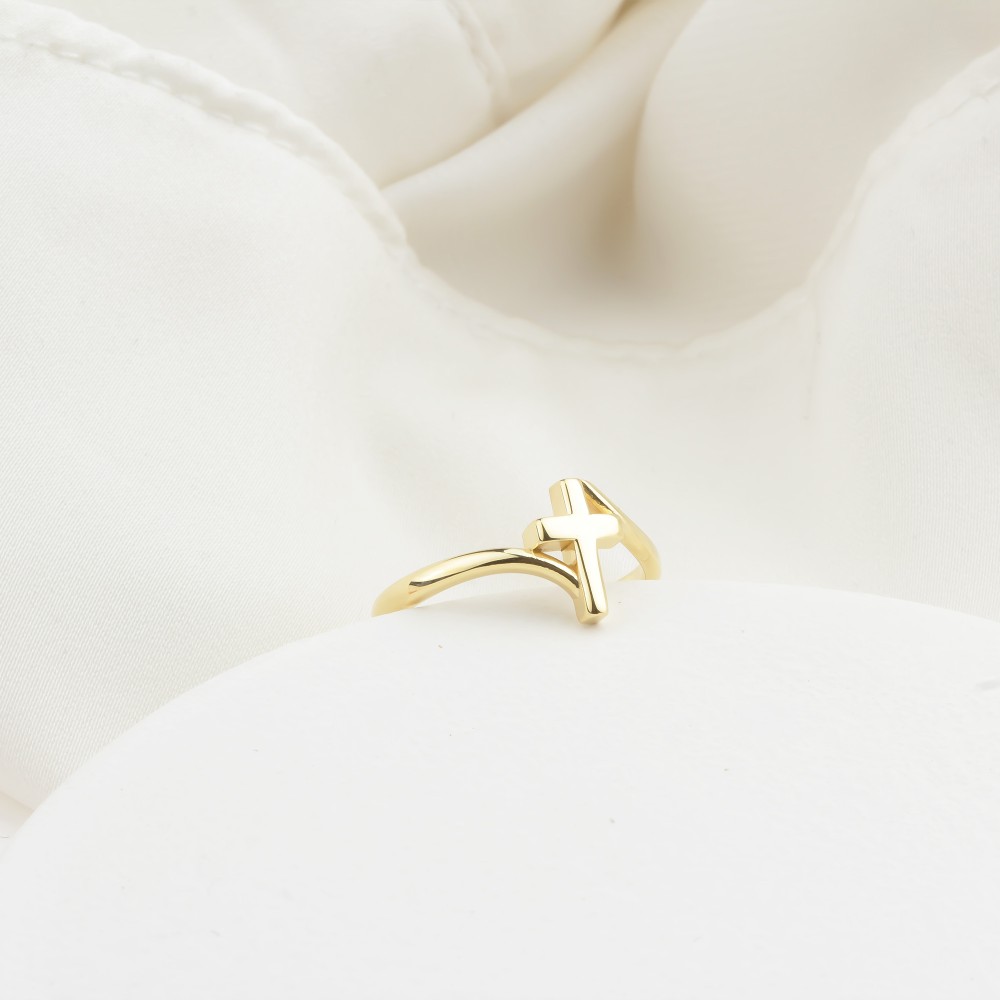 Glorria 14k Solid Gold Cross Ring