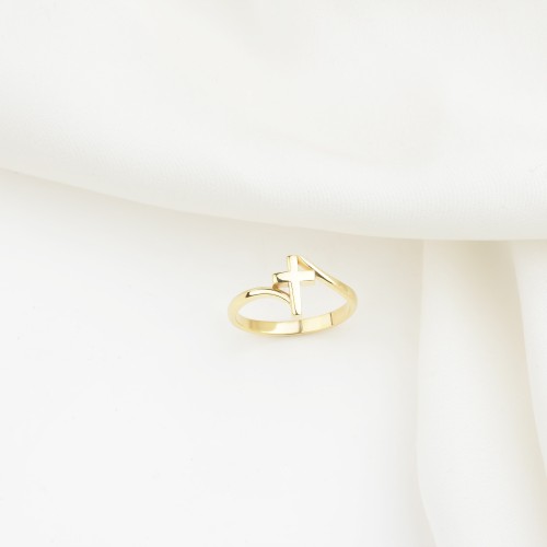 Glorria 14k Solid Gold Cross Ring