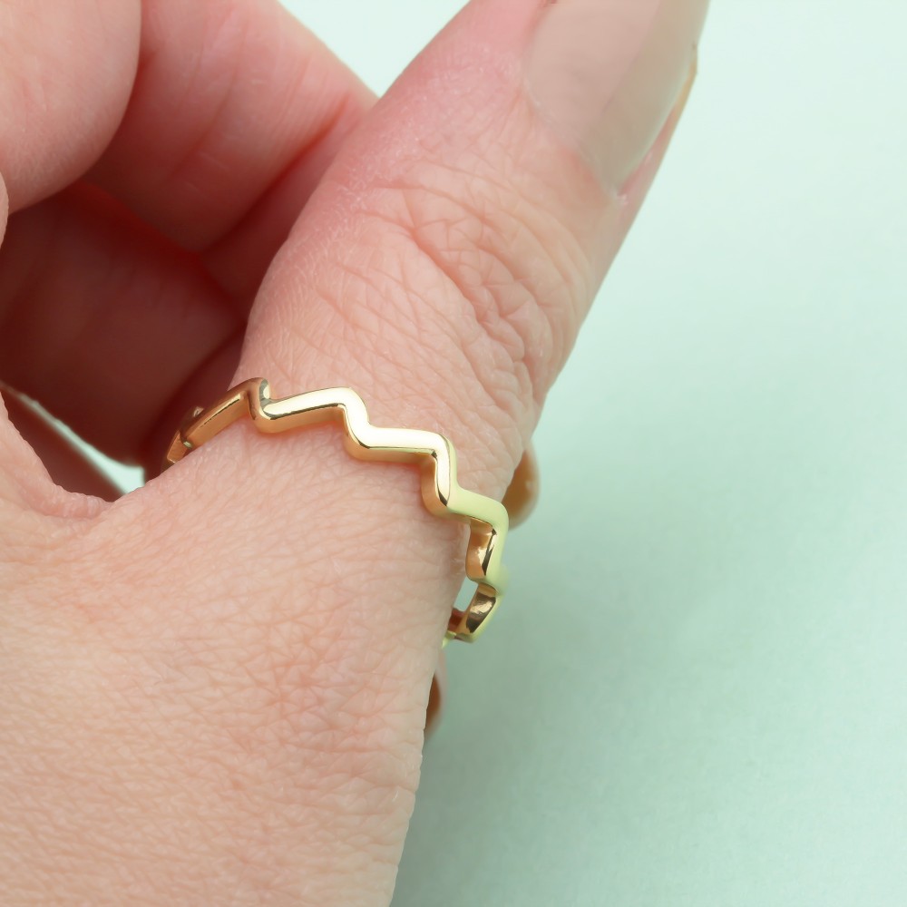 Glorria 14k Solid Gold Zigzag Pattern Ring Glorria 14k Solid Gold Zigzag Pattern Ring