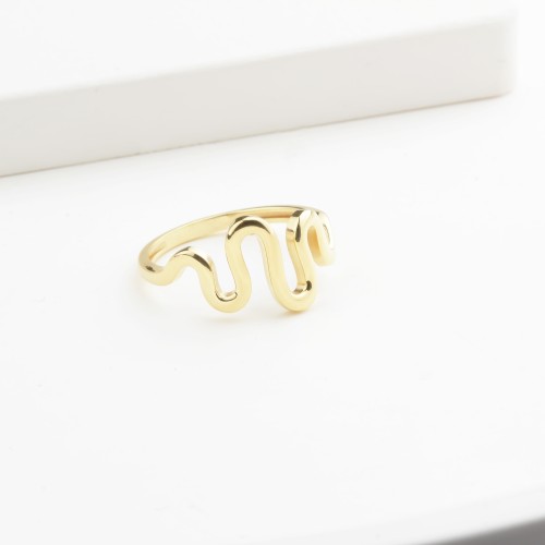 Glorria 14k Solid Gold Asymmetric Wave Ring