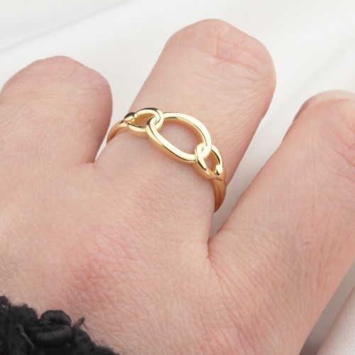Glorria 14k Solid Gold Double Circle Pattern Ring