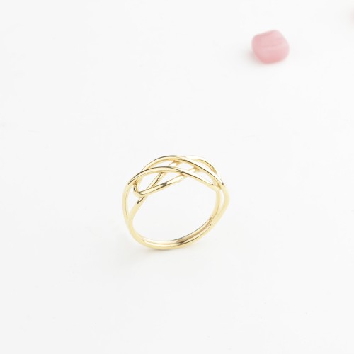 Glorria 14k Solid Gold Crisscross Line Ring