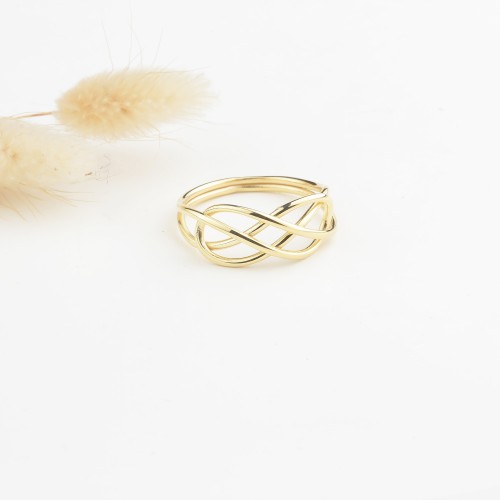 Glorria 14k Solid Gold Crisscross Line Ring