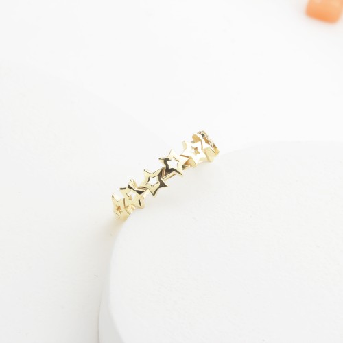 Glorria 14k Solid Gold Star Band Ring