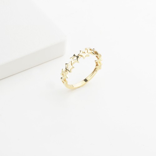 Glorria 14k Solid Gold Star Band Ring