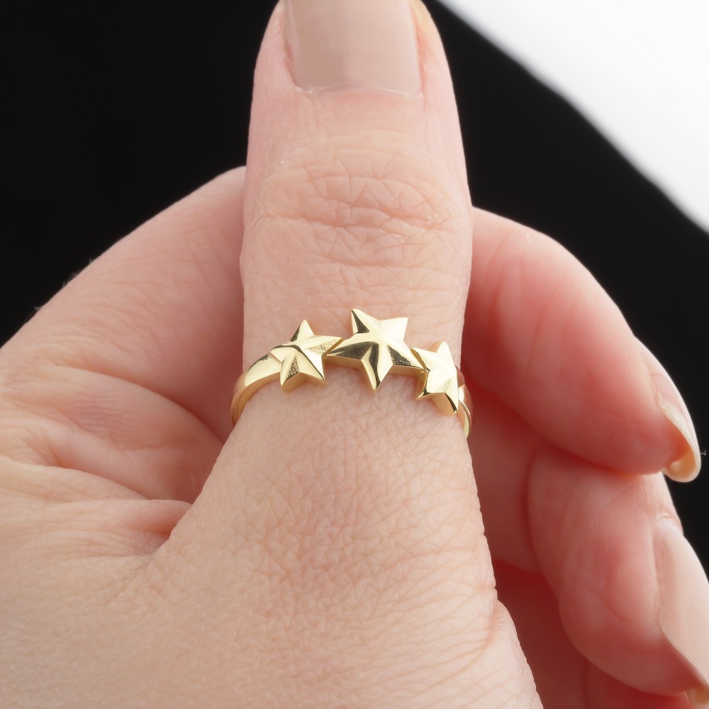Glorria 14k Solid Gold Triple Star Ring Glorria 14k Solid Gold Triple Star Ring