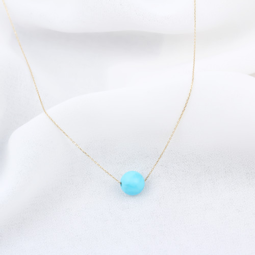 Glorria 14k Solid Gold Turquoise Necklace