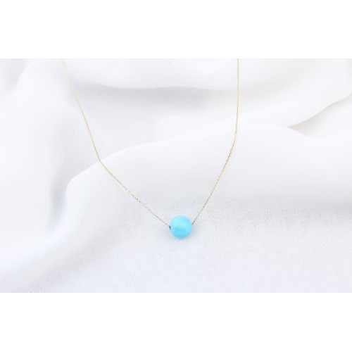 Glorria 14k Solid Gold Turquoise Necklace Glorria 14k Solid Gold Turquoise Necklace