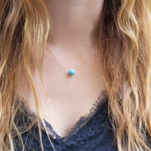 Glorria 14k Solid Gold Turquoise Necklace