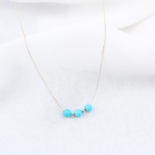 Glorria 14k Solid Gold Ball Turquoise Necklace Glorria 14k Solid Gold Ball Turquoise Necklace