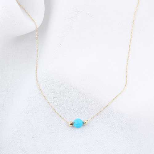 Glorria 14k Solid Gold Ball Turquoise Necklace Glorria 14k Solid Gold Ball Turquoise Necklace