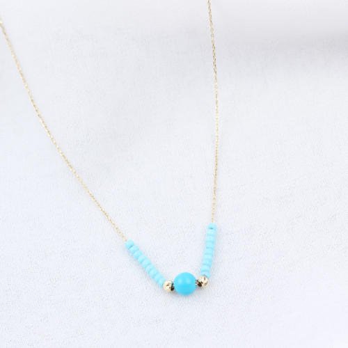 Glorria 14k Solid Gold Turquoise Necklace Glorria 14k Solid Gold Turquoise Necklace