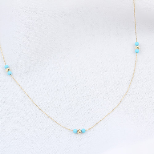 Glorria 14k Solid Gold Turquoise Necklace