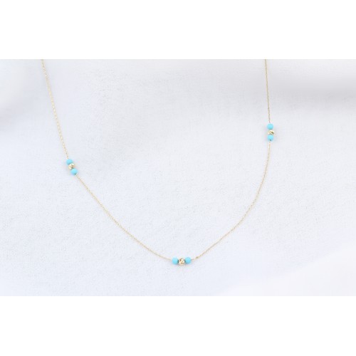 Glorria 14k Solid Gold Turquoise Necklace Glorria 14k Solid Gold Turquoise Necklace