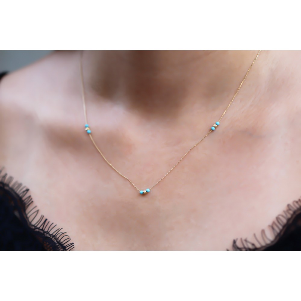 Glorria 14k Solid Gold Turquoise Necklace