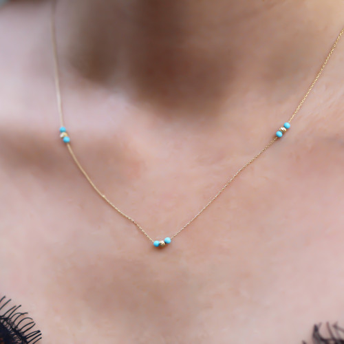 Glorria 14k Solid Gold Turquoise Necklace