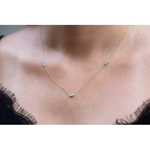 Glorria 14k Solid Gold Turquoise Necklace Glorria 14k Solid Gold Turquoise Necklace