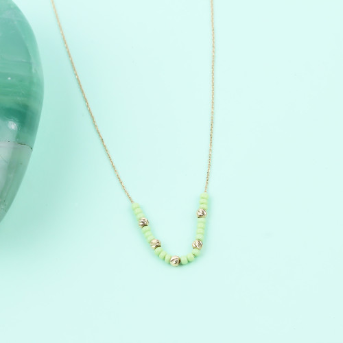 Glorria 14k Solid Gold Dorica Bead Necklace