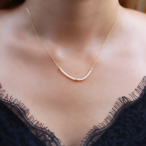 Glorria 14k Solid Gold Dorica Bead Necklace